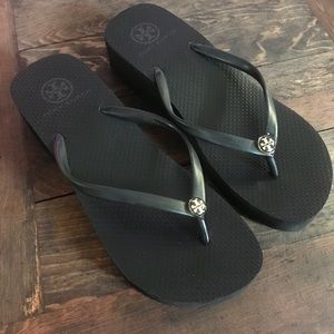 Tory Burch wedge flip flops